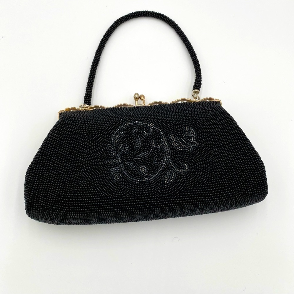 Beaded Y2K Vintage Formal Party Wedding Gala Handbag Change Purse Clutch Black